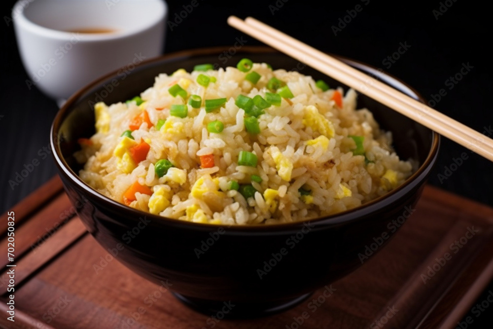 A bowl of egg fried rice generative AI A bowl of egg fried rice generative AI