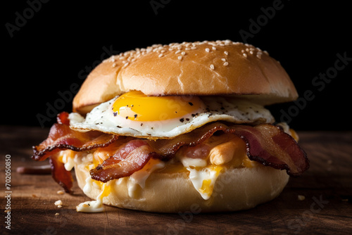 Bacon and egg roll generative AI photo