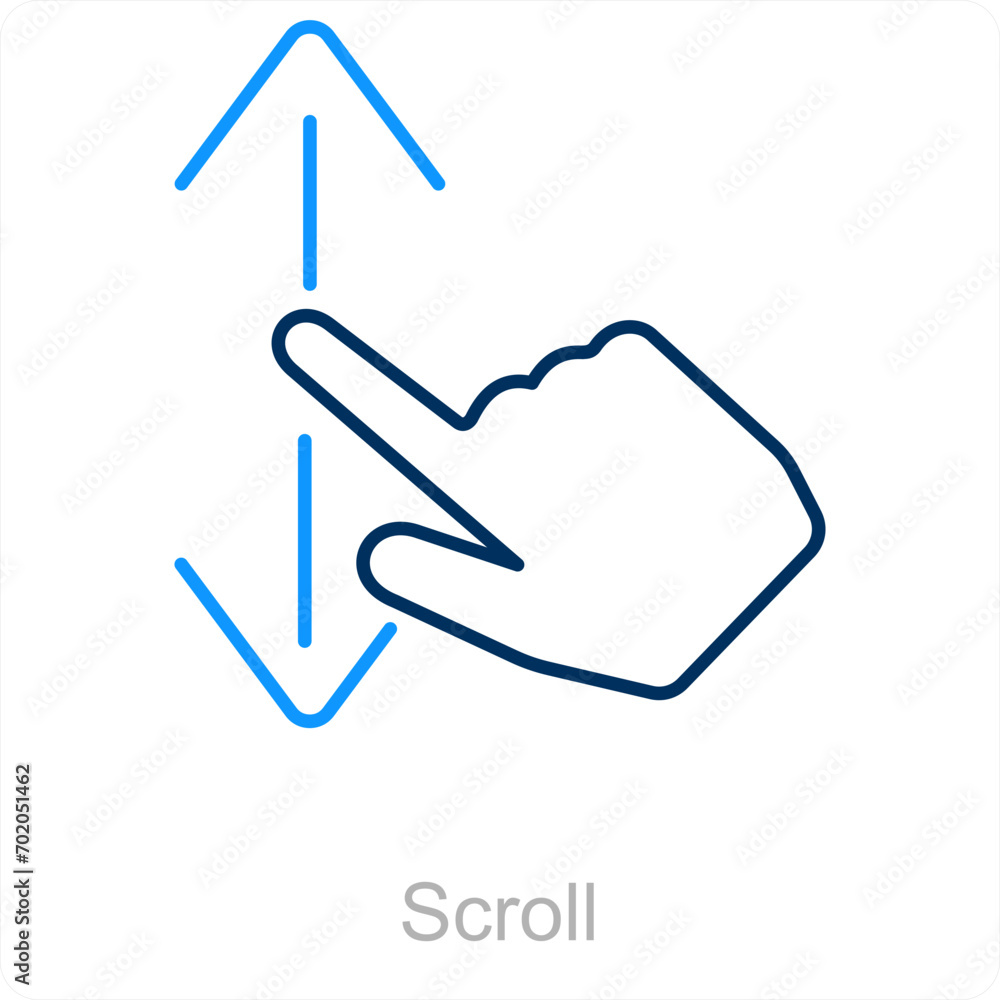 Scroll and hand icon concept Scroll and hand icon concept
