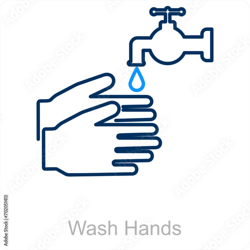 Wash Hands and cleaning icon concept