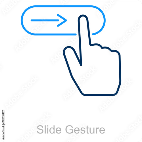 Slide Gesture and hand icon concept