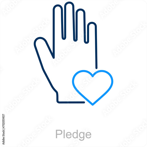 Pledge and heart icon concept