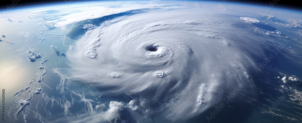 The hurricane and its storm cloud were photographed from space