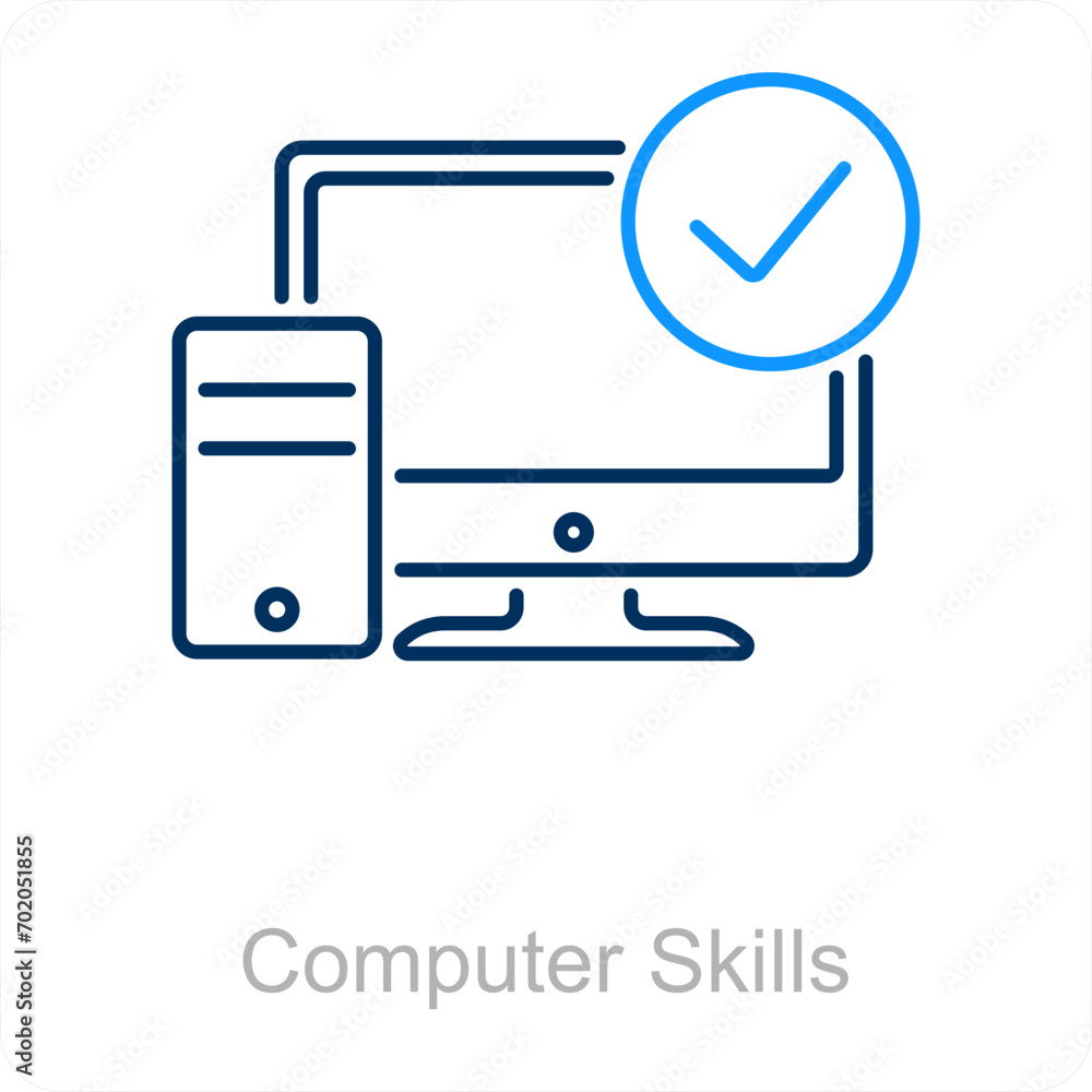 Computer Skills and screen icon concept Computer Skills and screen icon concept