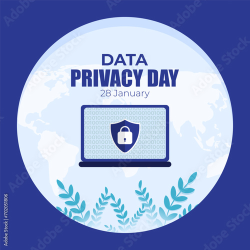 Vector illustration of Data Privacy Day social media feed template