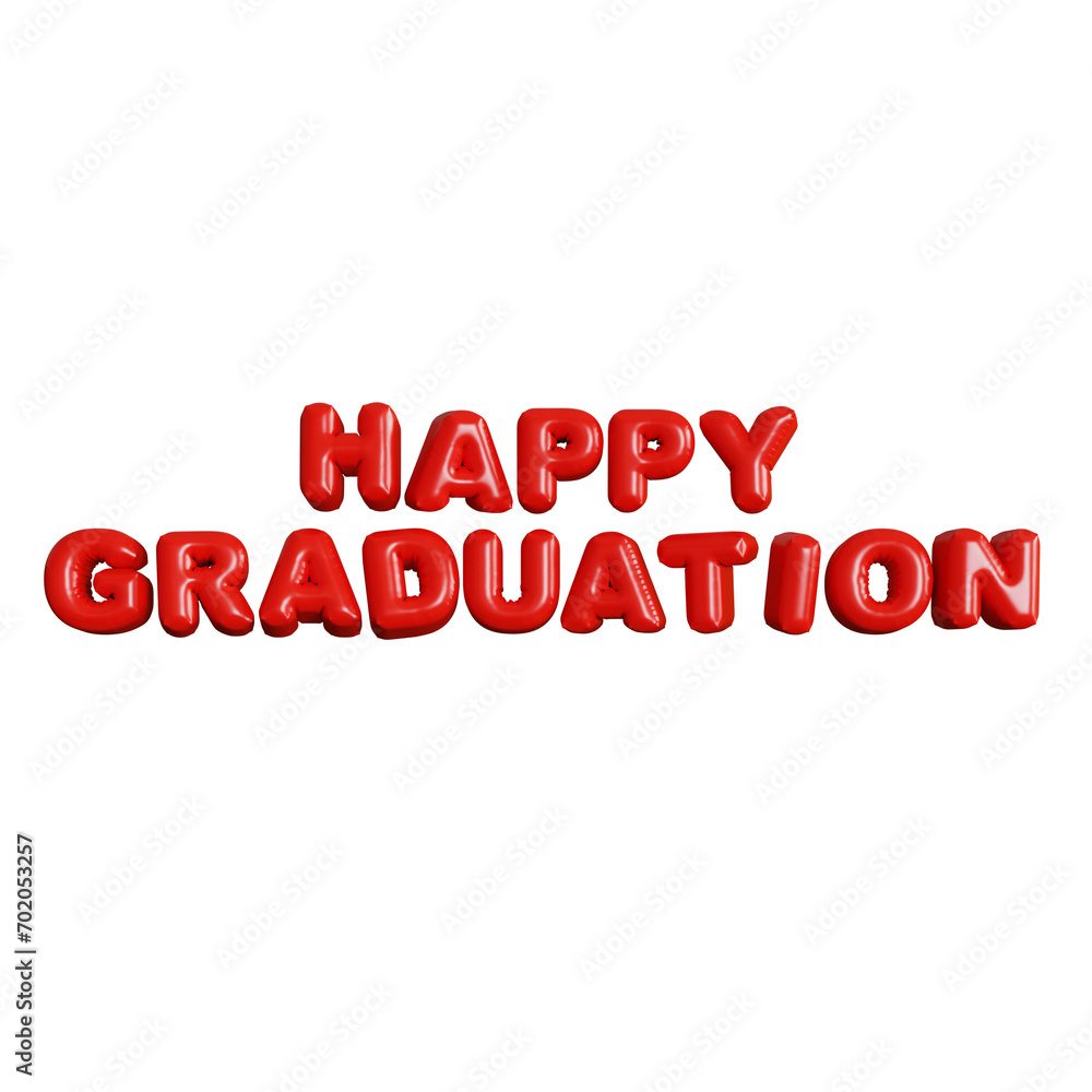 Happy Graduation 3D Rendering Red Balloon Text Label Happy Graduation 3D Rendering Red Balloon Text Label