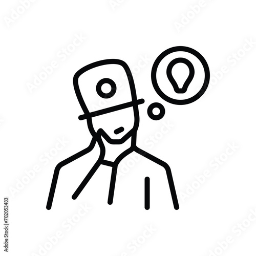 Black line icon for wondering 