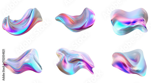 Abstract futuristic shape 3d Holographic iridescence element graphic