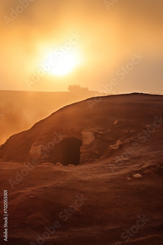 Sunrise over a megalithic tomb 