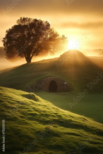 Sunrise over a megalithic tomb 
