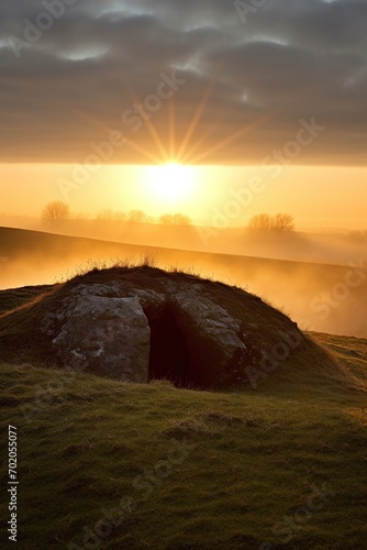 Sunrise over a megalithic tomb 