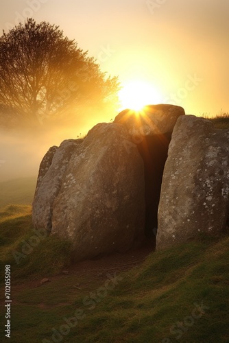 Sunrise over a megalithic tomb  photo
