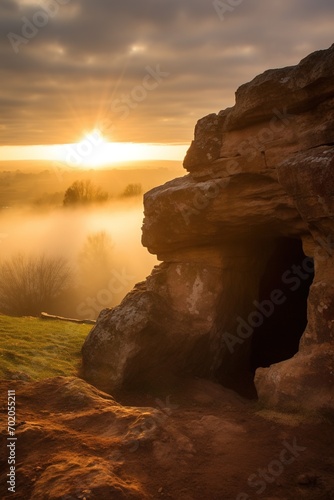 Sunrise over a megalithic tomb 