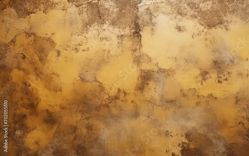 golden messy wall stucco texture. Retro golden shiny wall surface.  Yellow gold grunge texture wall background 