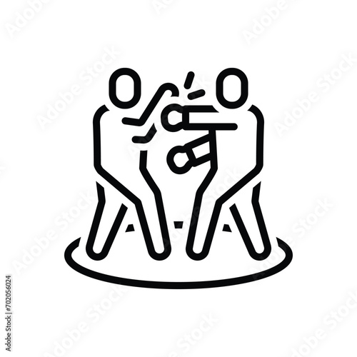 Black line icon for defence 