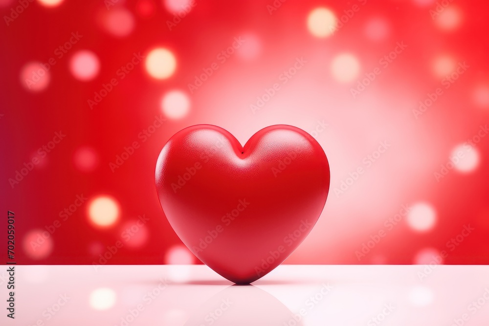 Red heart on blurred background. Valentines greeting card invitation, Happy valentine's day wallpaper