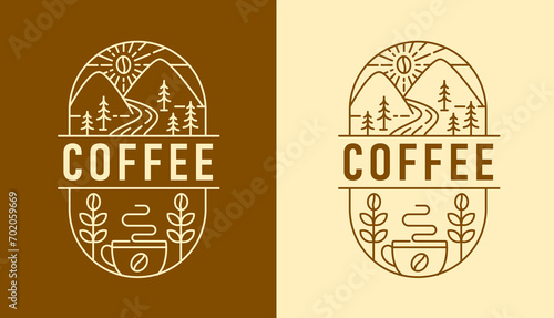 nature coffee line art design template