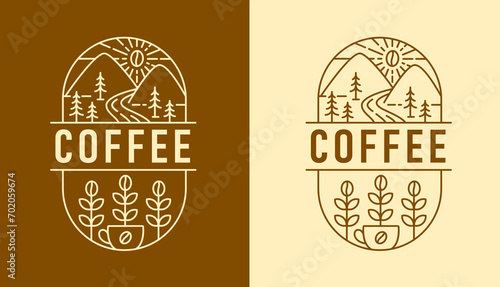 nature coffee line art design template