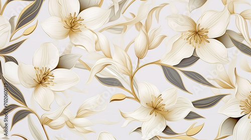 vintage elegant luxury gold background with golden lily on white background