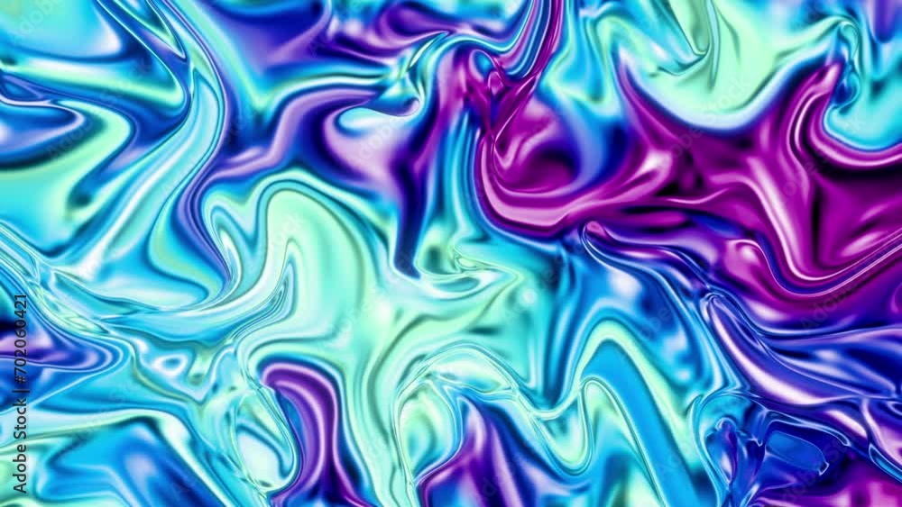 Video animation of a holographic neon foil with color gradient. Abstract, liquid, organic background. - Holographic foil. Video animation of a holographic neon foil with color gradient. Abstract, liquid, organic background. - Holographic foil.
