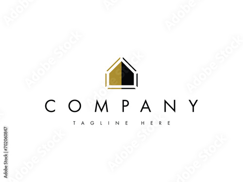 real estate house line logo design