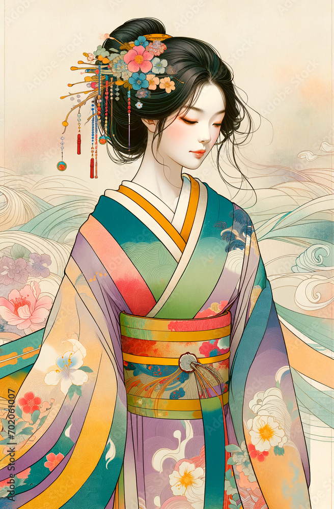 Fototapeta premium 浮世絵(Ukiyoe)/美人画