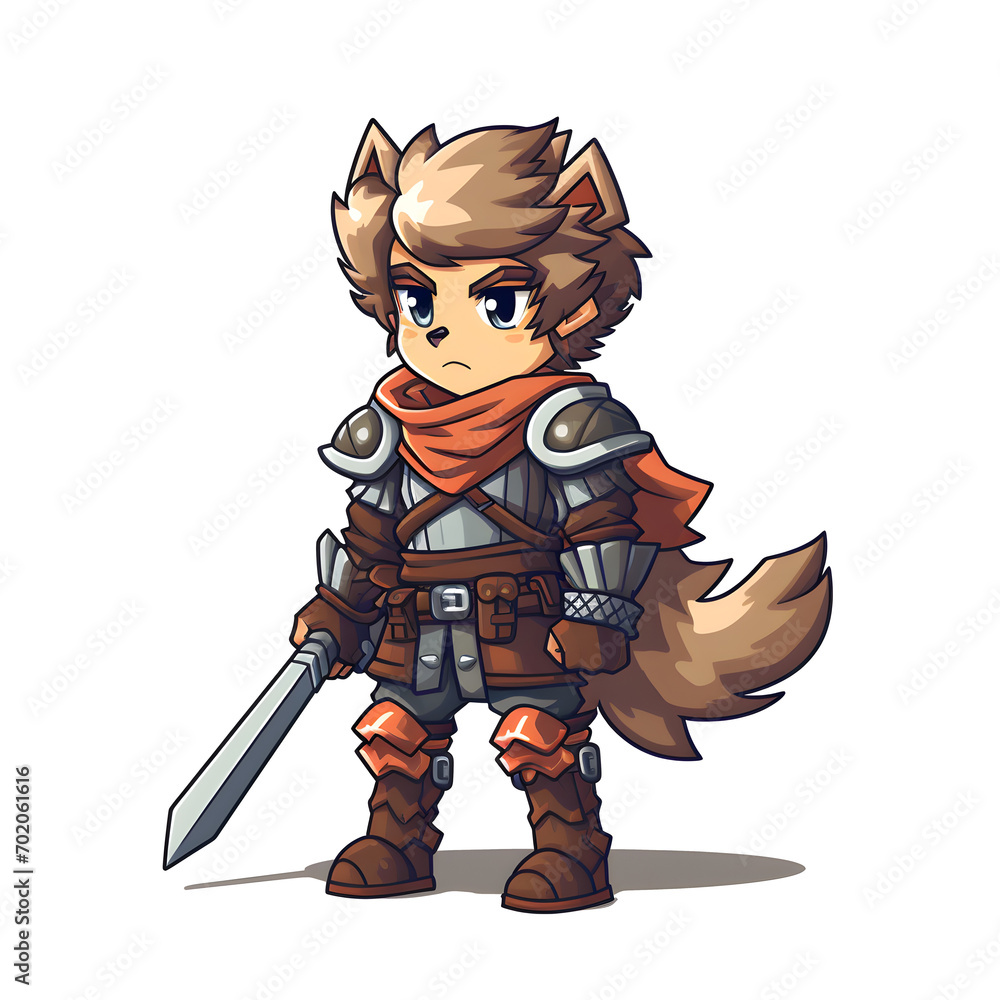 Obraz premium Playful Wolf Cartoon in White Background