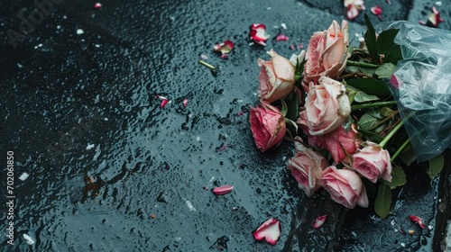 Discarded Roses Abandoned Bouquet on City Street - Urban Decay Photography
