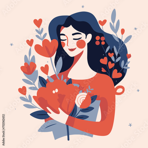 Vector illustration of a woman in love.