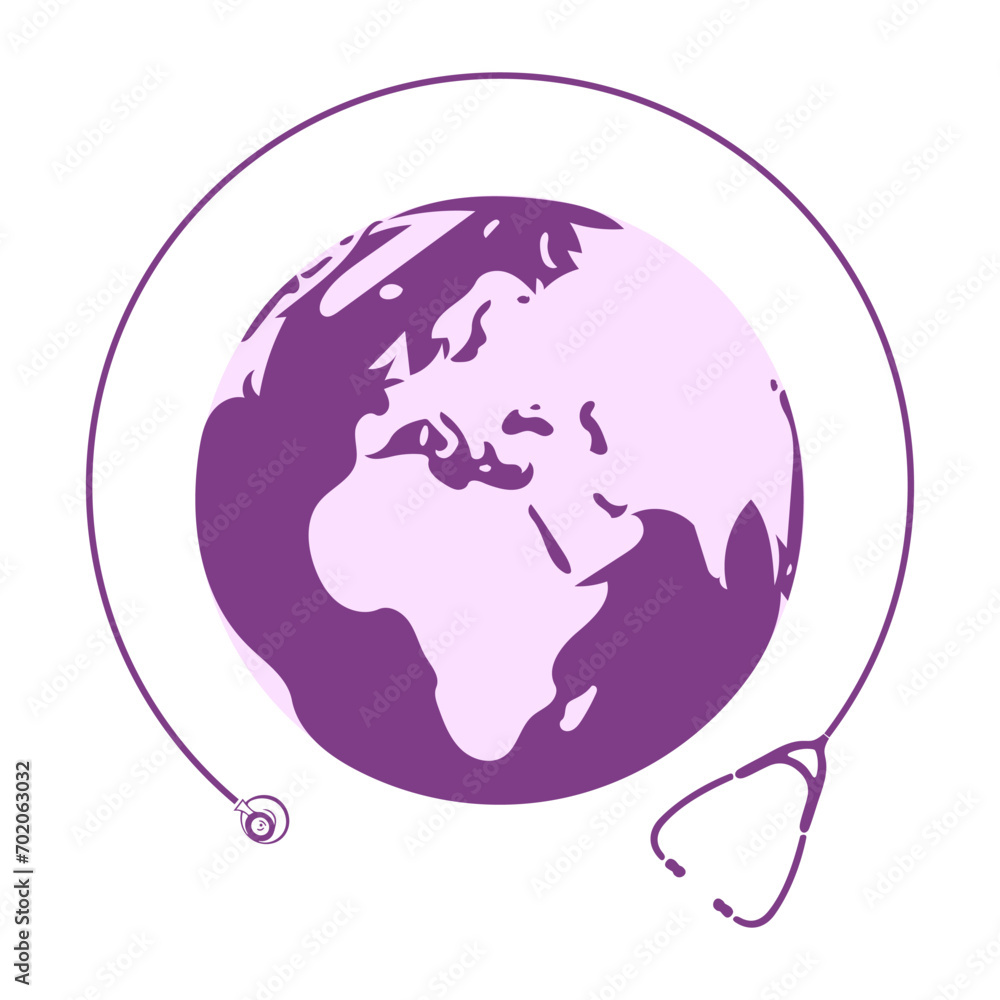 world health day with stethoscope, globe symbol world health day with stethoscope, globe symbol
