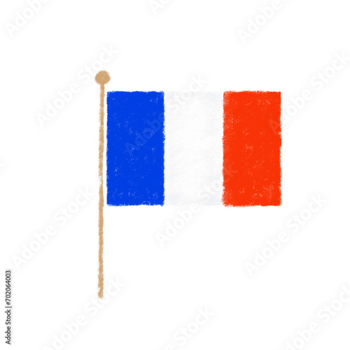 フランスの国旗 クレヨンタッチ