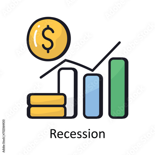 Recession vector filled outline doodle Design illustration. Symbol on White background EPS 10 File 