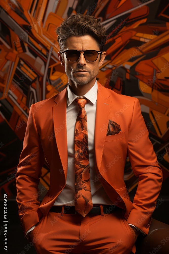 Photo Realistic of a Marketing Guru in a Chic, Modern Suit with Unique Accessories, Generative AI Photo Realistic of a Marketing Guru in a Chic, Modern Suit with Unique Accessories, Generative AI