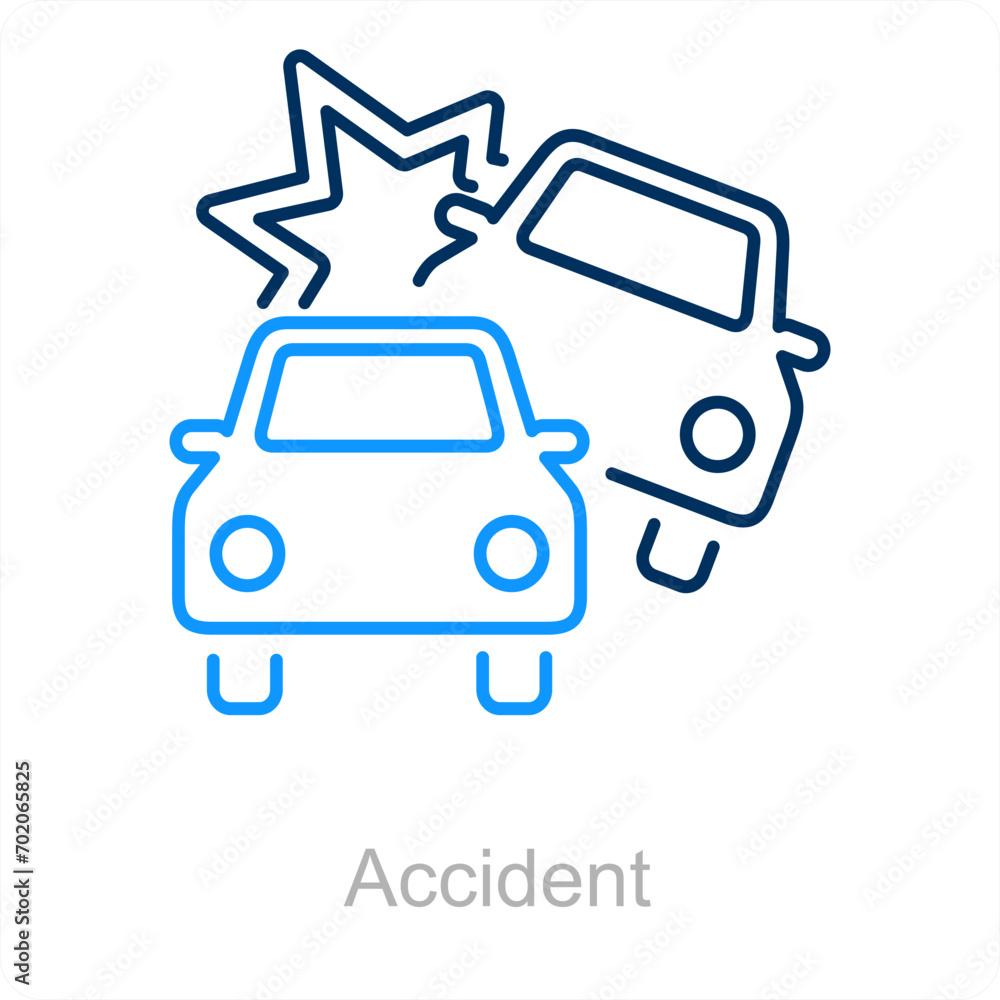 Accident and car icon concept 