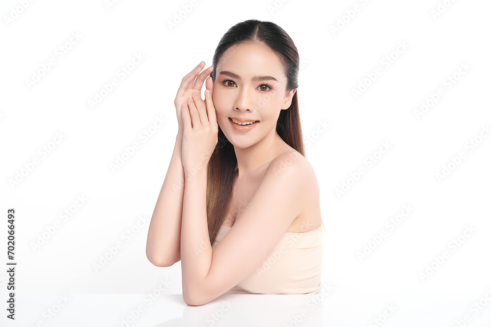 Beautiful young asian woman with clean fresh skin on white background, Face care, Facial treatment, Cosmetology, beauty and spa, Asian women portrait. Beautiful young asian woman with clean fresh skin on white background, Face care, Facial treatment, Cosmetology, beauty and spa, Asian women portrait.