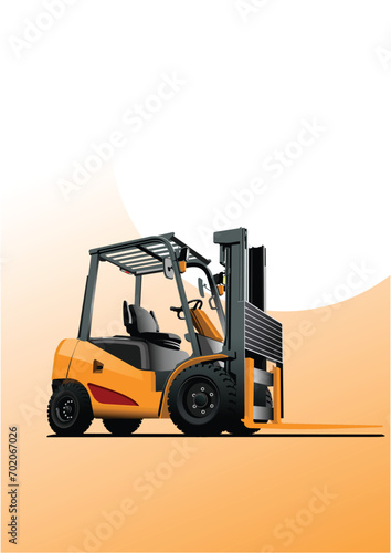 Industrial forklift . Colored vector hand drawn illustration