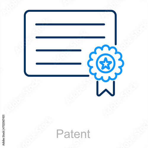 Patent and diploma icon concept 