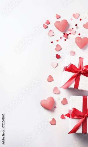 Pink, red and white hearts abstract background for valentines day greeting card © pijav4uk