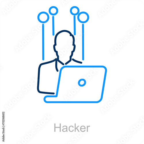Hacker and hack icon concept 