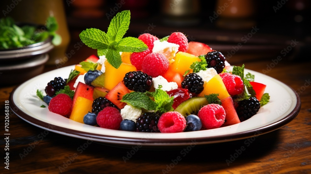 a refreshing salad, with a mix of textures and colors that showcase the versatility and appetizing qualities of this beloved fruit.