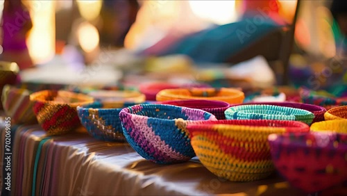 Closeup of a local market showcasing products made by community artisans. photo