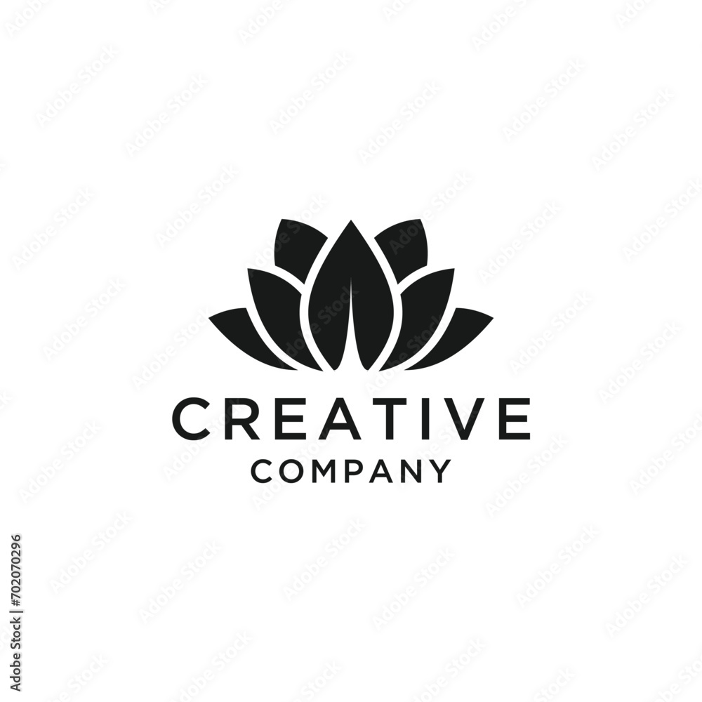 Vector black lotus icons set on white background logo design Vector black lotus icons set on white background logo design