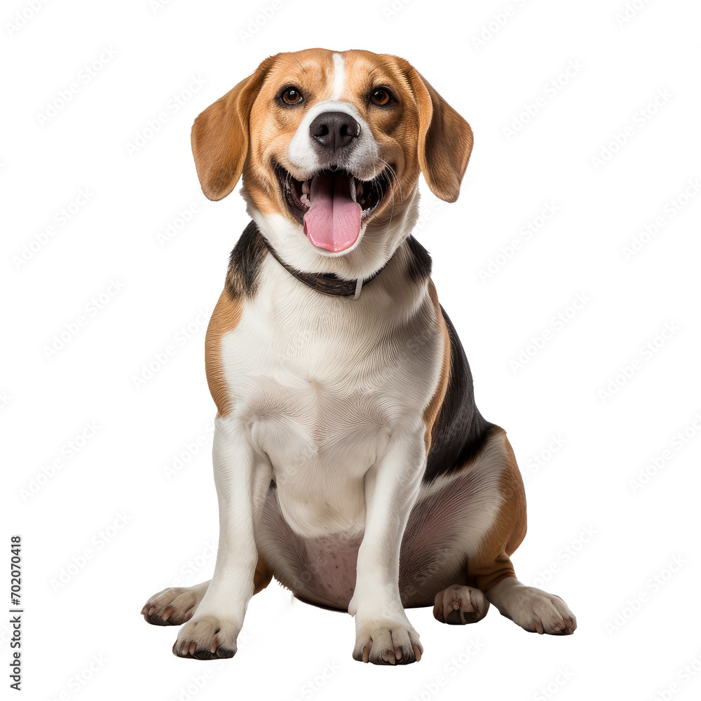small cute beagle smiling, isolated on white transparent background