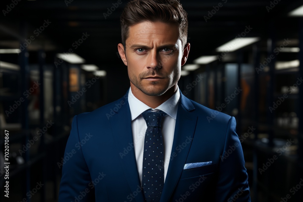 Photo Realistic of a Consultant in a Classic Navy Blazer and a Perfectly Knotted Tie, Generative AI Photo Realistic of a Consultant in a Classic Navy Blazer and a Perfectly Knotted Tie, Generative AI