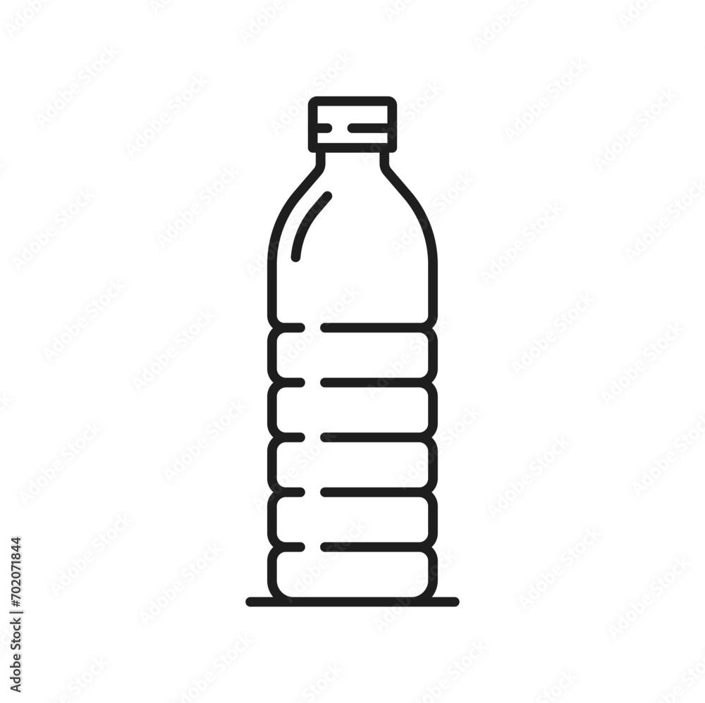 Plastic bottle with mineral water isolated mockup template outline icon. Vector pure aqua container, packaging of beverage cold drink Plastic bottle with mineral water isolated mockup template outline icon. Vector pure aqua container, packaging of beverage cold drink