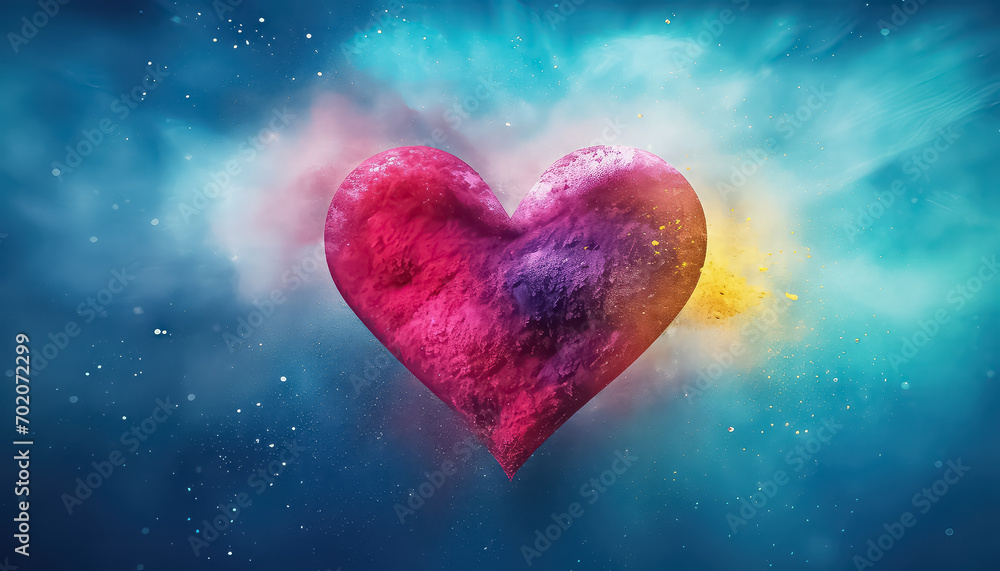 A Heart Made of Dust of Paint , happy holi indian concept