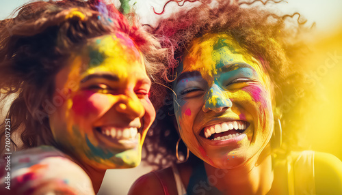 Friends Celebrate Festival of Colors , happy holi indian concept
