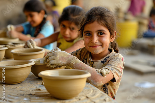 children participate in pottery classes  enjoying their extra activities