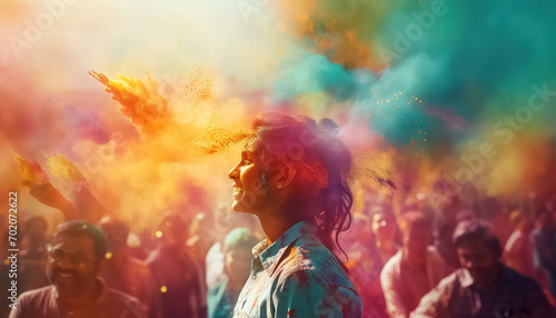 Friends at the Festival of Colors , happy holi indian concept