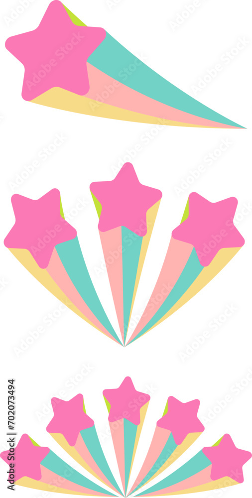 set of colorful flying stars set of colorful flying stars